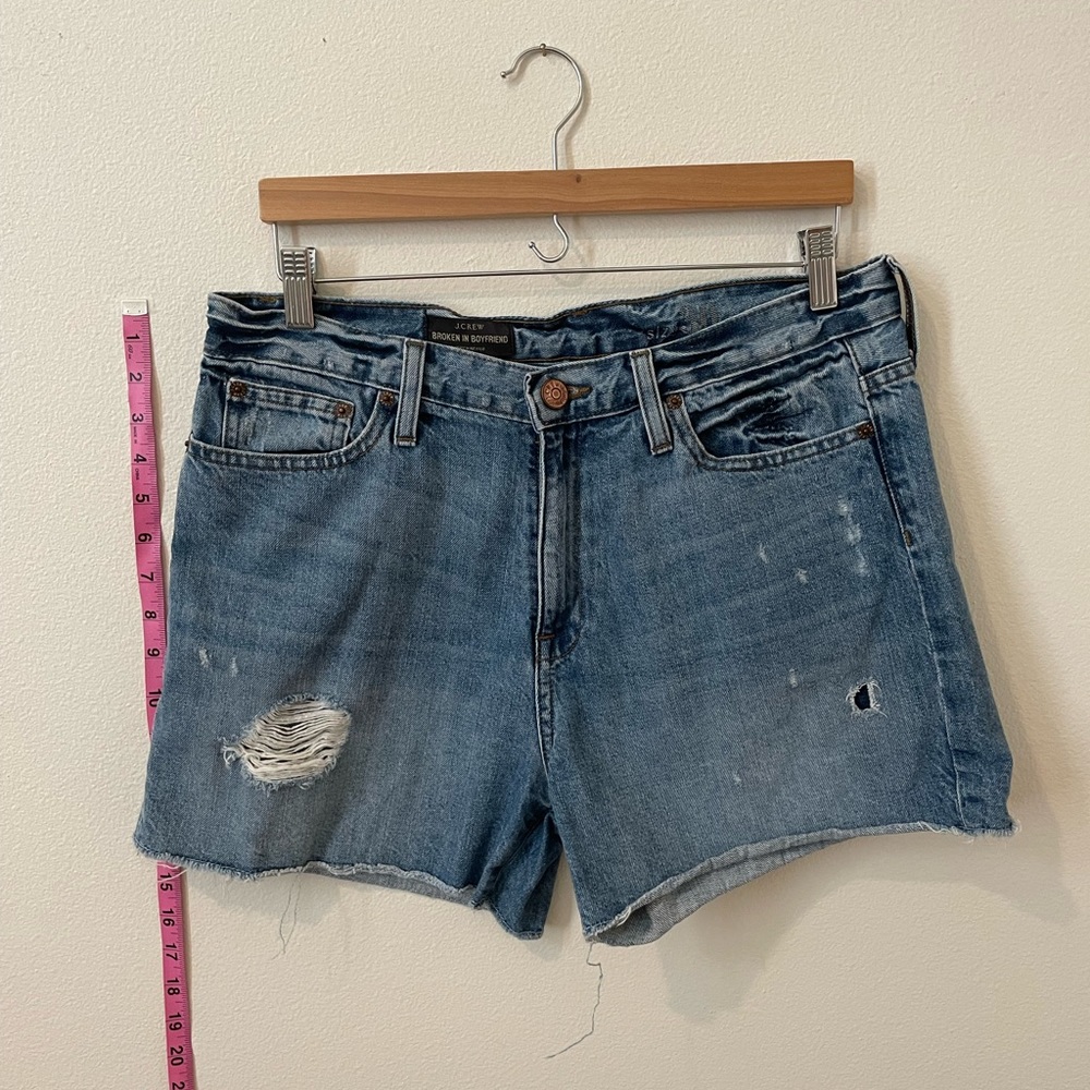 J crew broken in boyfriend denim shorts